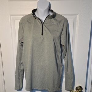 Nike Light Grey Mens Half-Zip Running Performance Pullover Sz S